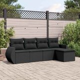 Maison Chic Seti vrtnega pohištva - Vrtna garnitura - Vrtni pohištvo set 5-delna z blazinami črn poli ratan, (21818051) | Shoptok.si