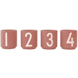 Komplet 4 temno roza porcelanastih skodelic Design Letters Mini