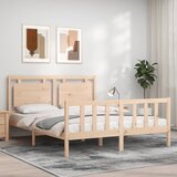 Maison Chic Posteljni okvir - Dvoposteljna postelja - Zakonska postelja z vzglavjem trden les-J16456, (21772104) | Shoptok.si