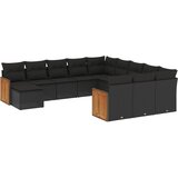 Maison Chic Seti vrtnega pohištva - Vrtna garnitura - Vrtni pohištvo set 12-delna z blazinami črn poli ratan, (21820500) | Shoptok.si