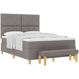 vidaXL Box spring krevet Sivo-smeđa 200 x 140 cm tkanina - Sivo-smeđa 140 x 200 cm Dizajn s rombovima | shoptok.hr