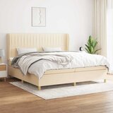  Krevet s oprugama i madracem krem 200 x 200 cm od tkanine | shoptok.hr