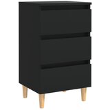Maison Chic Nočna omarica - Nočna miza z nogami iz trdnega lesa črna 40x35x69 cm, (21688434) Cene