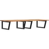  Zidna polica za umivaonik od čelika i masivnog bagremovog drva Smeđa 140 x 60 x 2 cm | shoptok.hr