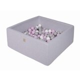 MeowBaby Square Ball Pool, 90x90x40 cm z 200 žogami, bombaž, svetlo siva: pastelno roza/siva/bela, (21333746) | Shoptok.si