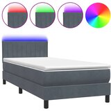 Box Spring krevet s madracem i LED tamnosivi 80 x 220 cm baršunasti | shoptok.hr