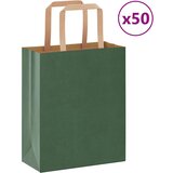 vidaXL Papirnate vrečke 50 kosov z ročaji zelene barve 18x8x22 cm Cene