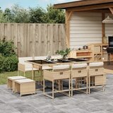  The Living Store Vrtna jedilna garnitura 11-delna z blazinami bež poli ratan - Vrtna Jedilna Garnitura, (21475605) | Shoptok.si