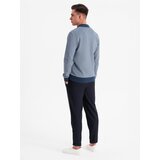 Ombre Men's pique knit bomber sweatshirt - navy blue | shoptok.hr