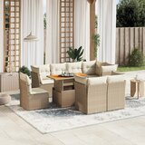 Maison Chic Seti vrtnega pohištva - Vrtna garnitura 9-delna z blazinami bež poli ratan, (21796173) | Shoptok.si