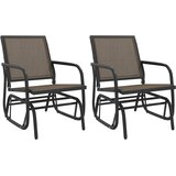 vidaXL Vrtne stolice ljuljačke 2 kom smeđe 61x76x87 cm tekstil i čelik - Smeđa 2 | shoptok.hr