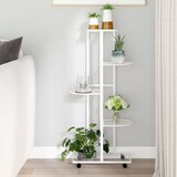 Furnova 5-nadstropno stojalo za rože s kolesi 44x23x100 cm belo železo, (21921946) | Shoptok.si