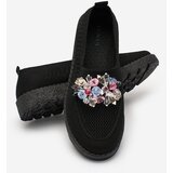 Resti Black women's fabric moccasins with crystals Fezens | shoptok.hr