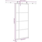 vidaXL Drsna vrata z opremo 90x205 cm ESG steklo in aluminij | Shoptok.si