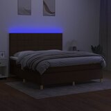 Krevet box spring s madracem LED tamnosmeđi 180x200 cm tkanina | shoptok.hr
