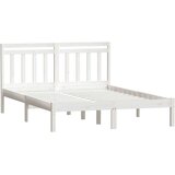  Posteljni okvir bel iz trdnega lesa 135x190 cm 4FT6, (20905242) | Shoptok.si