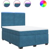 vidaXL Box spring postelja z vzmetnico modra 140x200 cm žamet, (21305417) | Shoptok.si