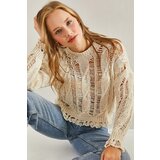 Bianco Lucci Women's Openwork Patterned Knitwear Sweater Cene