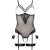 Cottelli Bondage - telo s kovinskim obročem in ročnimi okovi (črno) - XL | Shoptok.si