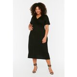 Trendyol Curve Black V Neck Pleated Knitted Dress | ePonuda.com