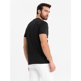 Ombre Men's cotton jersey T-shirt with large side lettering - black | Eponuda.ba