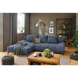 Hom`in KOTNA SEDEŽNA GARNITURA, šenilja temno modra | Shoptok.si