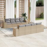vidaXL 9-dijelni set vrtnih sofa s jastucima bež od poliratana | shoptok.hr