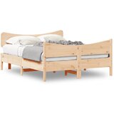 vidaXL Posteljni okvir z vzglavjem 135x190 cm trdna borovina Cene