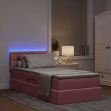  LED krevet za pohranu s madracem Ružičasta 90 x 190 cm Baršun | shoptok.hr