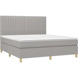 Krevet box spring s madracem LED svjetlosivi 160x200 cm tkanina | shoptok.hr