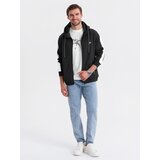 Ombre Men's unbuttoned hooded sweatshirt with piping - black | shoptok.hr