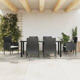 vidaXL 7-dijelni vrtni blagovaonski set crni od poliratana i čelika | shoptok.hr