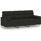 vidaXL Trosjed s ukrasnim jastucima crni 180 cm od tkanine | shoptok.hr