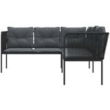  Vrtna sofa s jastucima L-oblika crna od čelika i tekstilena | shoptok.hr