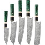 IZMAEL Set damašćanskih kuhinjskih noževa GR-39189 - 5 kom / Zelena Cijene