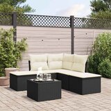  6-dijelni set vrtnih sofa s jastucima crni od poliratana | shoptok.hr