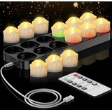 DAPHOMEU 12x polnilne LED čajne svečke z daljincem in postajo | Shoptok.si