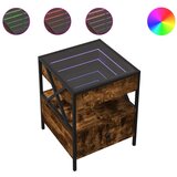 Furnova Nočna mizica z neskončnimi LED dimljeni hrast 40x40x51 cm, (21926455) | Shoptok.si
