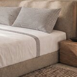 The White Stone Komplet posteljnine iz 100 % bombaža z dekorativnim robom s črtami Taupe | Posteljnina za enojno posteljo, (5000279297) | Shoptok.si