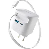 Power Adapt. W65ACIC 65W 2xUSB-C /USB-A ausziehb.Kab. weiß