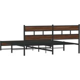 Metalni Kovinski posteljni okvir brez vzmetnice rjavi hrast 193x203 cm, (21608985) | Shoptok.si