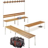eurokraft basic Garderobna klop iz bukve, dvostranska, z naslonom, VxG 1700 x 850 mm, dolžina 1000 mm | Shoptok.si
