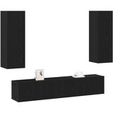 vidaXL set TV ormara od 4 dijela zidni crni hrast konstruirano drvo, crni hrast TV stalak 80x30x30 cm od konstruiranog drva, zidni TV ormari - 2 kom crni hrast, 30.5x30x90 cm, izrađeni od konstruiranog drva | shoptok.hr