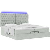 vidaXL Otomanski posteljni okvir z vzmetnicami siv 200x200cm žamet | Shoptok.si