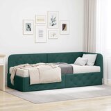 vidaXL Kotna postelja z vzmetnico Temno zelena 80 x 200 cm blago | Shoptok.si
