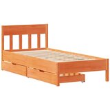 vidaXL Posteljni okvir z vzglavjem voščeno rjava 90x190 cm borovina, (21321750) | Shoptok.si