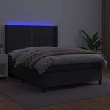  Box spring s madracem LED crni 140 x 190 cm umjetna koža | shoptok.hr