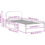 vidaXL Posteljni okvir z naslonjalom Beli 75x190 cm iz trdnega lesa bor | Shoptok.si