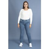 Şans Women's Plus Size Blue Wash Effect Jeans Cene