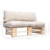  Vrtna sofa od paleta od borovine s jastucima boje pijeska | Eponuda.com